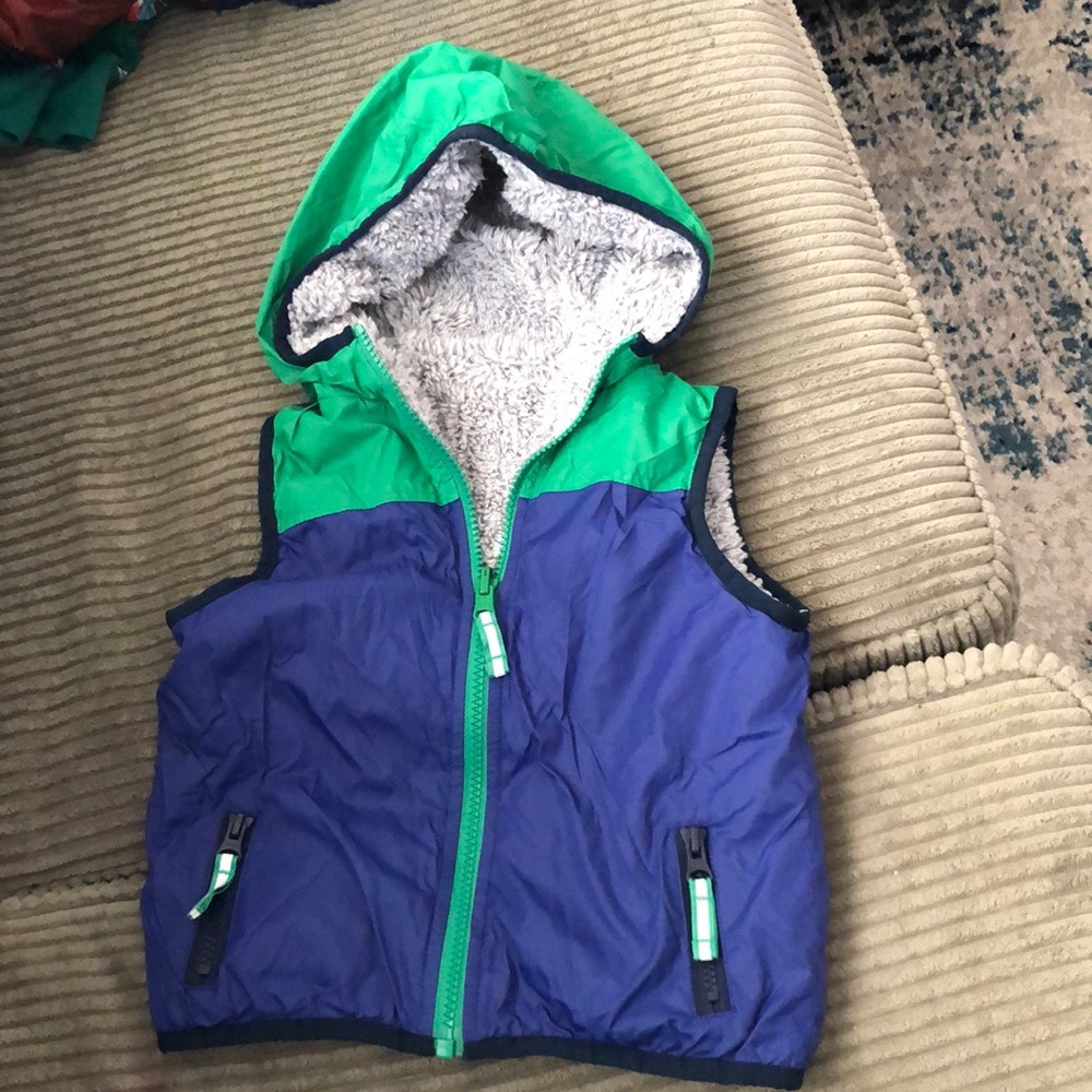 Mini Boden Toddler Vest; Size 2-3Y; Green and Blue